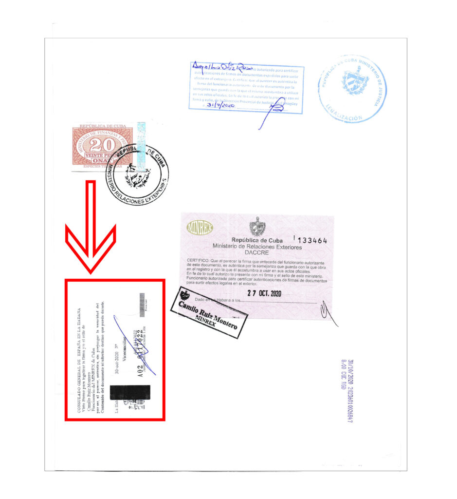 Certificado de Nacimiento de Cuba Legalizado por el Consulado de España en la Habana